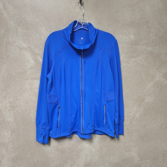 Tangerine Blue Long Sleeve Front Zip Vented Long Sleeve Jacket Size XL - Picture 3 of 9